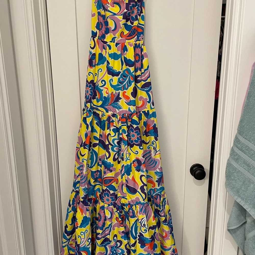 J. Crew Tiered Taffeta Maxi Dress In Curly Floral NWT